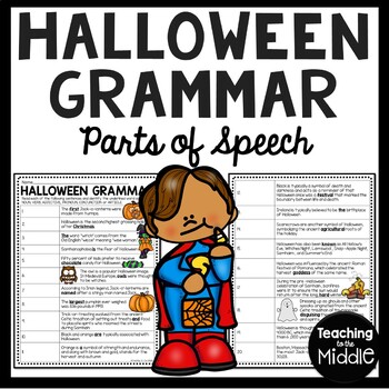 Halloween Grammar Parts of Speech Identification within Facts Worksheet 