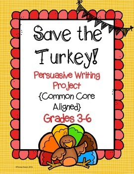 Save the Turkey persuasive writing project cover page