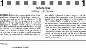 ACT Practice Test 2020 1874FPRE English Test Page 1