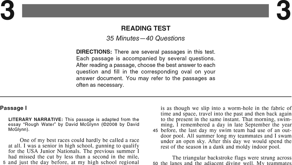 ACT Practice Test 2020 1874FPRE Reading Test Page 1