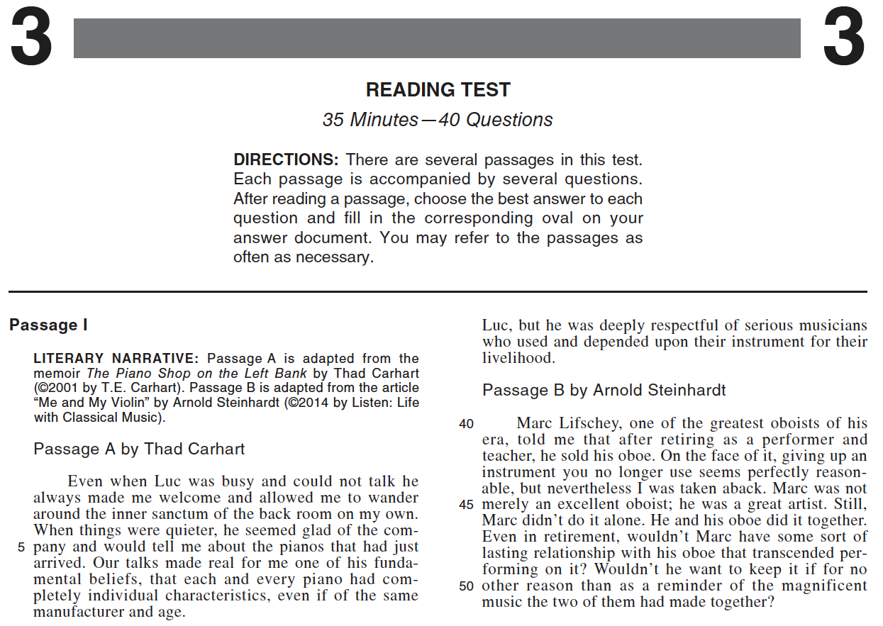 ACT Practice Test 2015-2019 1572CPRE Reading Test Page 1