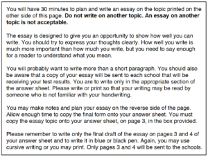 ISEE essay instructions