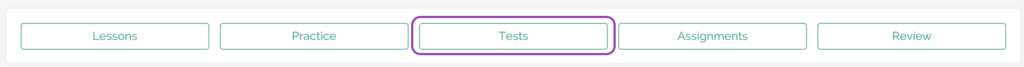 selecting "tests" from the course dashboard