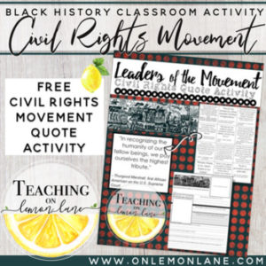 Civil Rights Movement Quote Activity cover