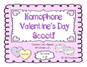 Homophone Valentine's Day activity title card