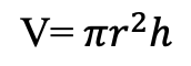 volume equals pi times radius squared times height