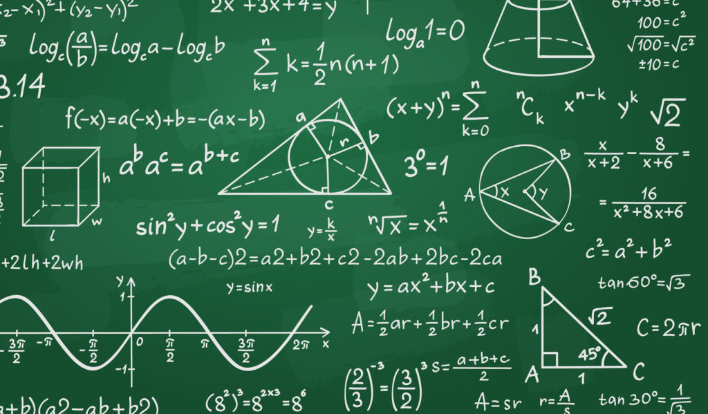 geometric equations on chalkboard