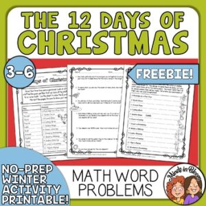christmas activities math 2 word problems 12 days of christmas
