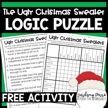 christmas activities math 3 logic puzzle activity