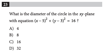 an SAT circle on a coordinate plane question.
