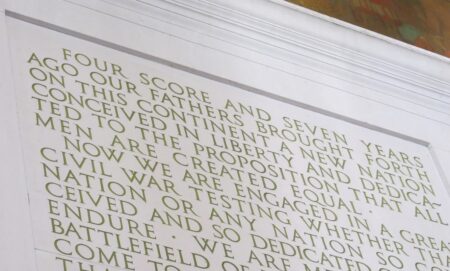 The text of the Gettysburg Address, inscribed on the Lincoln Memorial