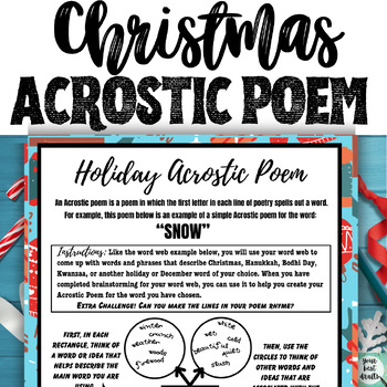 Christmas activity acrostic poem cover