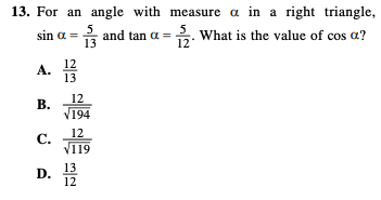 ACT math question example
